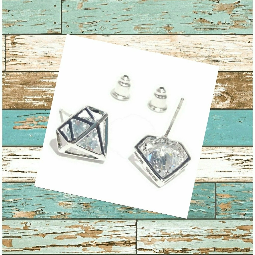 3D Diamond CZ Earrings